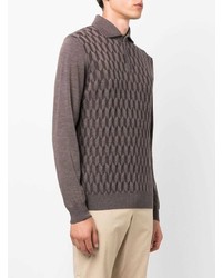 brauner Wollpolo pullover von Corneliani