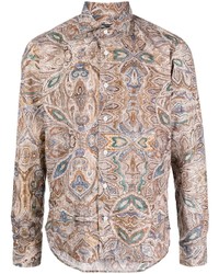 braunes bedrucktes Langarmhemd von Orian