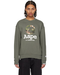 braunes bedrucktes Sweatshirt von AAPE BY A BATHING APE