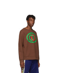 braunes bedrucktes Sweatshirt von Gucci