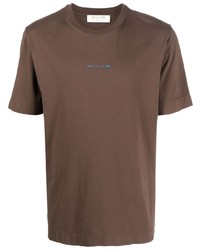 braunes bedrucktes T-Shirt mit einem Rundhalsausschnitt von 1017 Alyx 9Sm