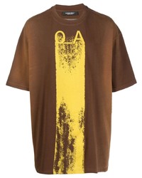 braunes bedrucktes T-Shirt mit einem Rundhalsausschnitt von A-Cold-Wall*