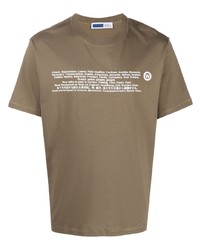 braunes bedrucktes T-Shirt mit einem Rundhalsausschnitt von AFFIX