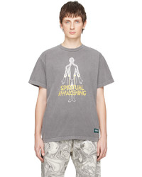 braunes bedrucktes T-Shirt mit einem Rundhalsausschnitt von Afield Out