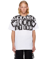 braunes bedrucktes T-Shirt mit einem Rundhalsausschnitt von Alexander McQueen