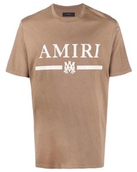 braunes bedrucktes T-Shirt mit einem Rundhalsausschnitt von Amiri