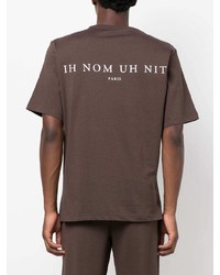 braunes bedrucktes T-Shirt mit einem Rundhalsausschnitt von Ih Nom Uh Nit