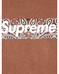 braunes bedrucktes T-Shirt mit einem Rundhalsausschnitt von Supreme