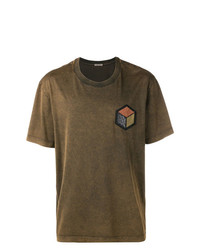 braunes bedrucktes T-Shirt mit einem Rundhalsausschnitt von Bottega Veneta