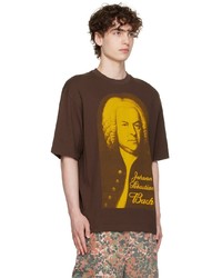 braunes bedrucktes T-Shirt mit einem Rundhalsausschnitt von Acne Studios