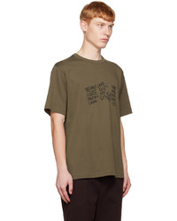 braunes bedrucktes T-Shirt mit einem Rundhalsausschnitt von Helmut Lang