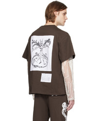 braunes bedrucktes T-Shirt mit einem Rundhalsausschnitt von Charles Jeffrey Loverboy