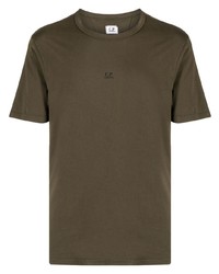 braunes bedrucktes T-Shirt mit einem Rundhalsausschnitt von C.P. Company