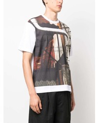 braunes bedrucktes T-Shirt mit einem Rundhalsausschnitt von Comme des Garcons Homme