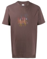 braunes bedrucktes T-Shirt mit einem Rundhalsausschnitt von CP Company