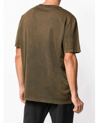 braunes bedrucktes T-Shirt mit einem Rundhalsausschnitt von Bottega Veneta