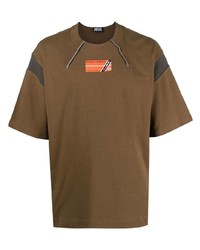braunes bedrucktes T-Shirt mit einem Rundhalsausschnitt von Diesel
