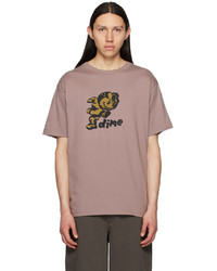 braunes bedrucktes T-Shirt mit einem Rundhalsausschnitt von Dime