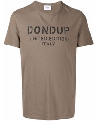 braunes bedrucktes T-Shirt mit einem Rundhalsausschnitt von Dondup
