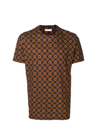 braunes bedrucktes T-Shirt mit einem Rundhalsausschnitt von Etro