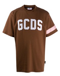 braunes bedrucktes T-Shirt mit einem Rundhalsausschnitt von Gcds