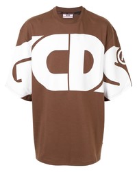 braunes bedrucktes T-Shirt mit einem Rundhalsausschnitt von Gcds