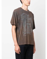 braunes bedrucktes T-Shirt mit einem Rundhalsausschnitt von DSQUARED2