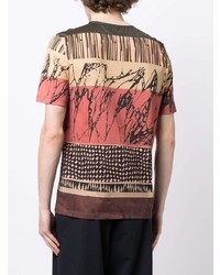 braunes bedrucktes T-Shirt mit einem Rundhalsausschnitt von Paul Smith