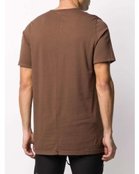 braunes bedrucktes T-Shirt mit einem Rundhalsausschnitt von Rick Owens DRKSHDW