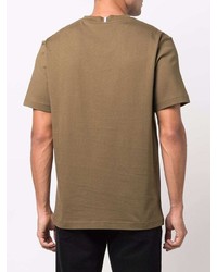 braunes bedrucktes T-Shirt mit einem Rundhalsausschnitt von McQ