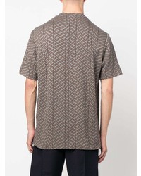 braunes bedrucktes T-Shirt mit einem Rundhalsausschnitt von Giorgio Armani