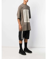 braunes bedrucktes T-Shirt mit einem Rundhalsausschnitt von Rick Owens DRKSHDW