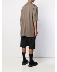 braunes bedrucktes T-Shirt mit einem Rundhalsausschnitt von Rick Owens DRKSHDW