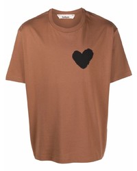 braunes bedrucktes T-Shirt mit einem Rundhalsausschnitt von Haikure