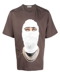 braunes bedrucktes T-Shirt mit einem Rundhalsausschnitt von Ih Nom Uh Nit