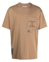 braunes bedrucktes T-Shirt mit einem Rundhalsausschnitt von Izzue