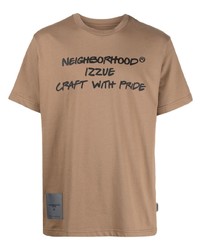 braunes bedrucktes T-Shirt mit einem Rundhalsausschnitt von Izzue