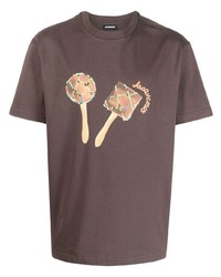 braunes bedrucktes T-Shirt mit einem Rundhalsausschnitt von Jacquemus