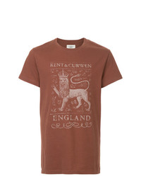 braunes bedrucktes T-Shirt mit einem Rundhalsausschnitt von Kent & Curwen