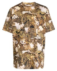 braunes bedrucktes T-Shirt mit einem Rundhalsausschnitt von Kenzo