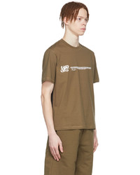 braunes bedrucktes T-Shirt mit einem Rundhalsausschnitt von AFFXWRKS