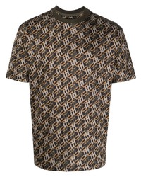 braunes bedrucktes T-Shirt mit einem Rundhalsausschnitt von Les Hommes