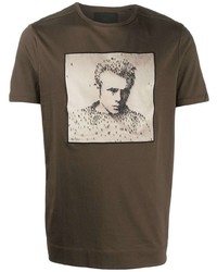 braunes bedrucktes T-Shirt mit einem Rundhalsausschnitt von Limitato