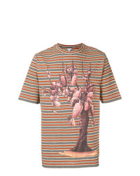 braunes bedrucktes T-Shirt mit einem Rundhalsausschnitt von Loewe