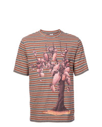 braunes bedrucktes T-Shirt mit einem Rundhalsausschnitt von Loewe