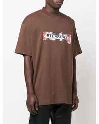 braunes bedrucktes T-Shirt mit einem Rundhalsausschnitt von Vetements