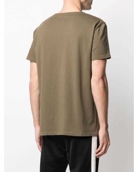 braunes bedrucktes T-Shirt mit einem Rundhalsausschnitt von Alexander McQueen