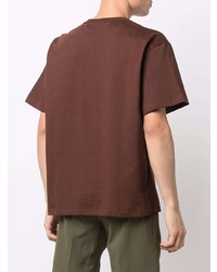 braunes bedrucktes T-Shirt mit einem Rundhalsausschnitt von Misbhv