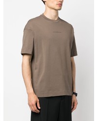 braunes bedrucktes T-Shirt mit einem Rundhalsausschnitt von Emporio Armani