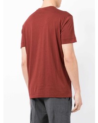 braunes bedrucktes T-Shirt mit einem Rundhalsausschnitt von Emporio Armani